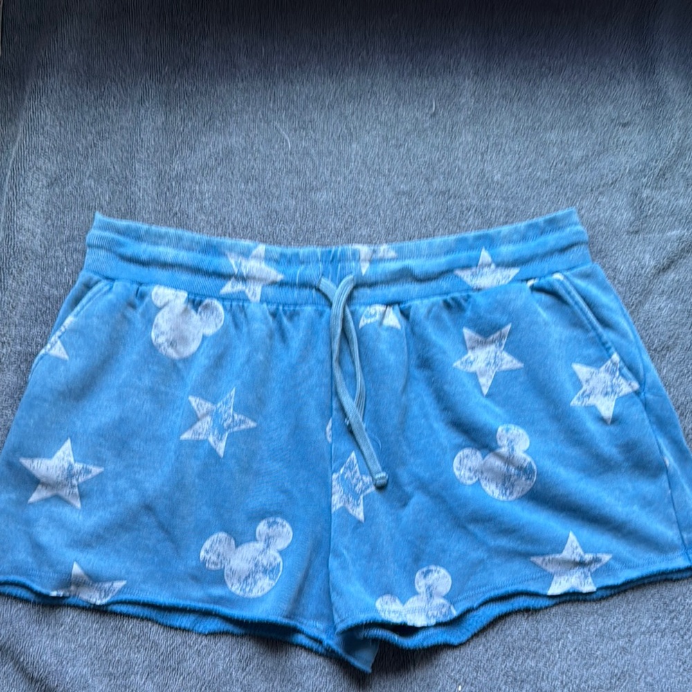 Blue Star and Mickey Patterned Women's Shorts Pre Owned